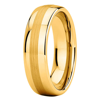 Center Brushed Tungsten Wedding Band