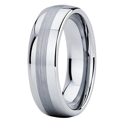 Center Brushed Tungsten Wedding Band