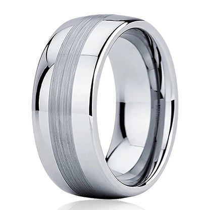 Center Brushed Tungsten Wedding Band