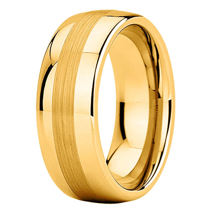 Center Brushed Tungsten Wedding Band