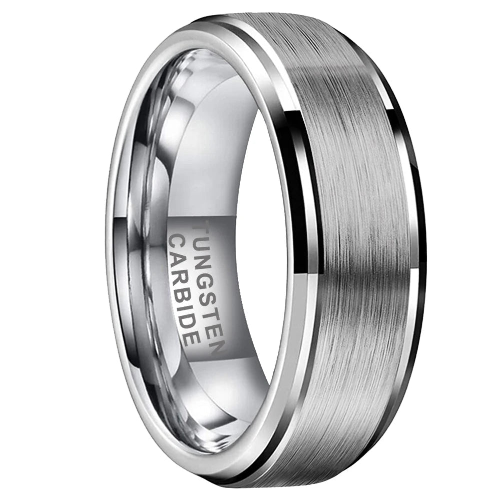 Classic Brushed Stepped Edge Tungsten Wedding Band