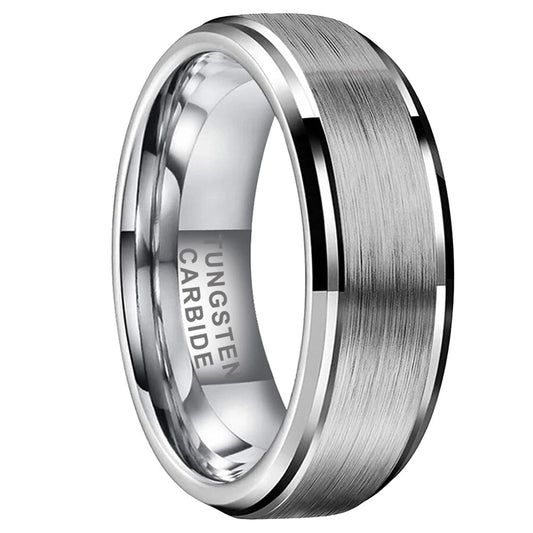 Classic Brushed Stepped Edge Tungsten Wedding Band