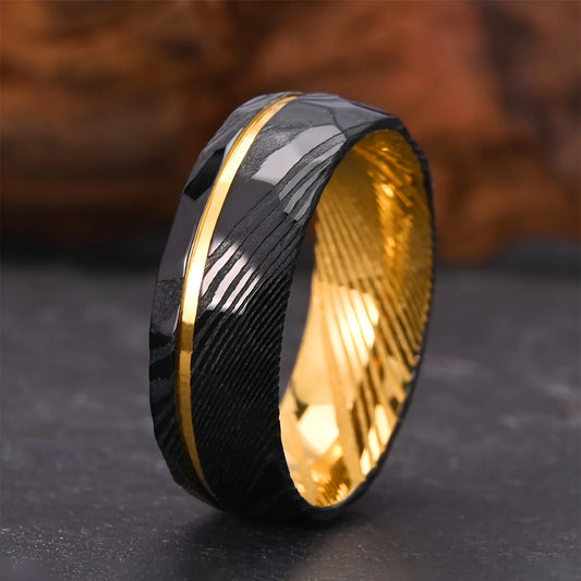 Classic Damascus steel fashion ring