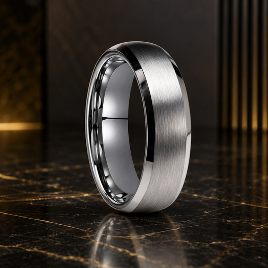 Classic Silver Polished Tungsten Ring