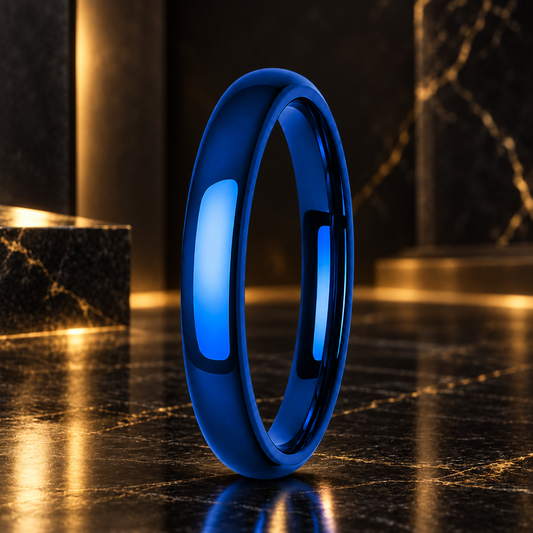 4MM Blue Tungsten Ring