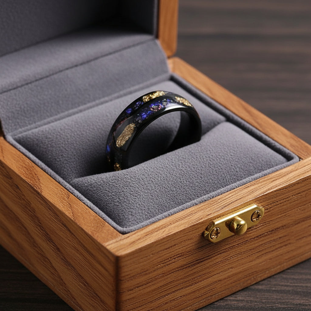 Cosmic Debris Tungsten Ring