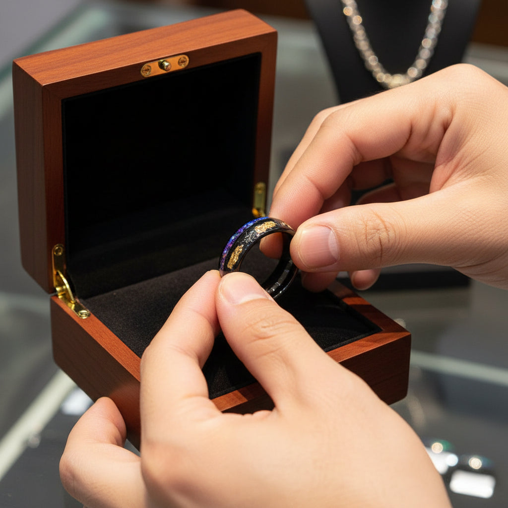 Cosmic Debris Tungsten Ring