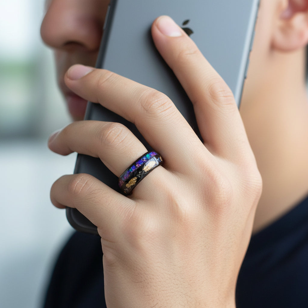 Cosmic Debris Tungsten Ring