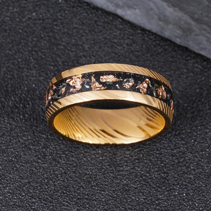 Damascus Hammered Stainless Steel Ring