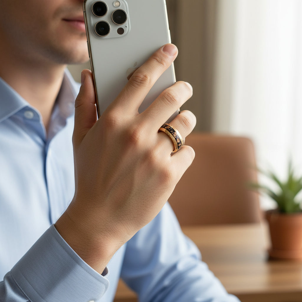 Damascus Hammered Stainless Steel Ring