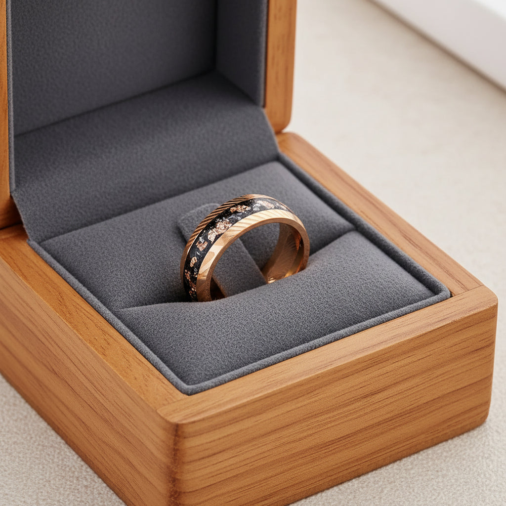 Damascus Hammered Stainless Steel Ring