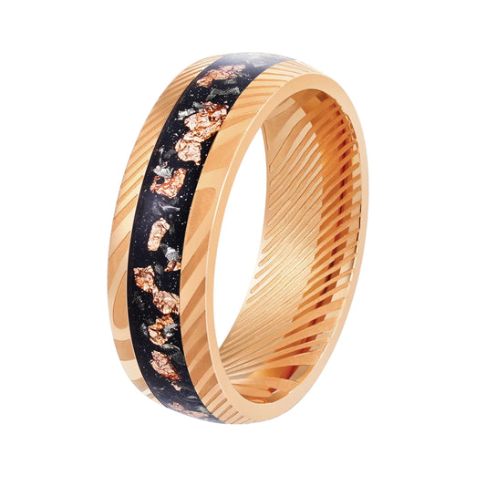 Damascus Hammered Stainless Steel Ring