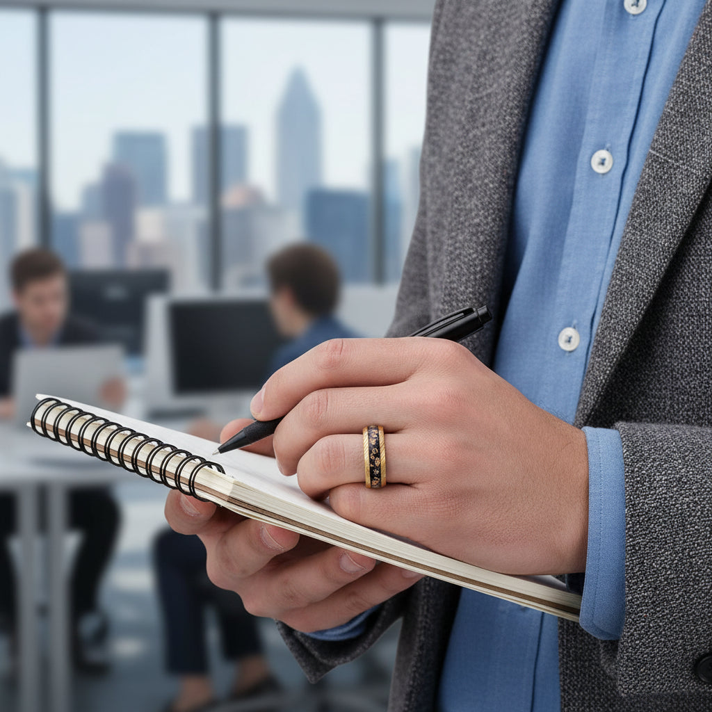 Damascus Hammered Stainless Steel Ring