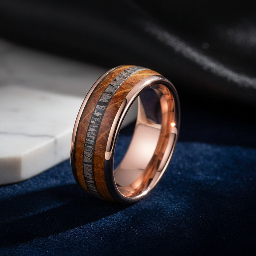 Deer Antler Oak Signature Tungsten Ring