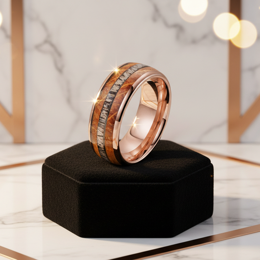 Deer Antler Oak Signature Tungsten Ring