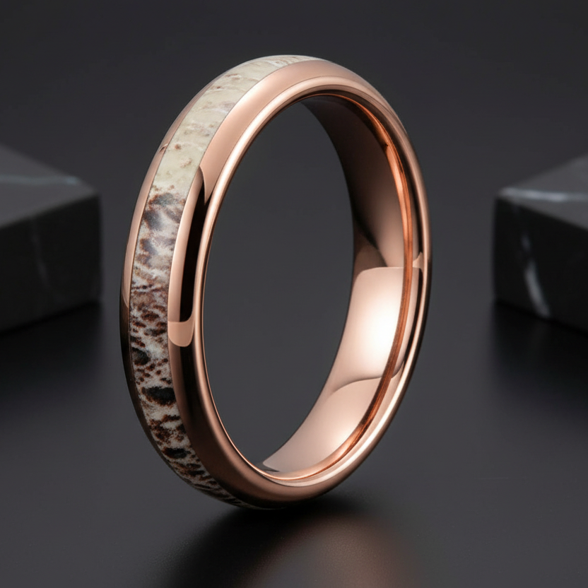 Deer_Antler_Inlay_Polished_Tungsten_Wedding_Band_4mm.
