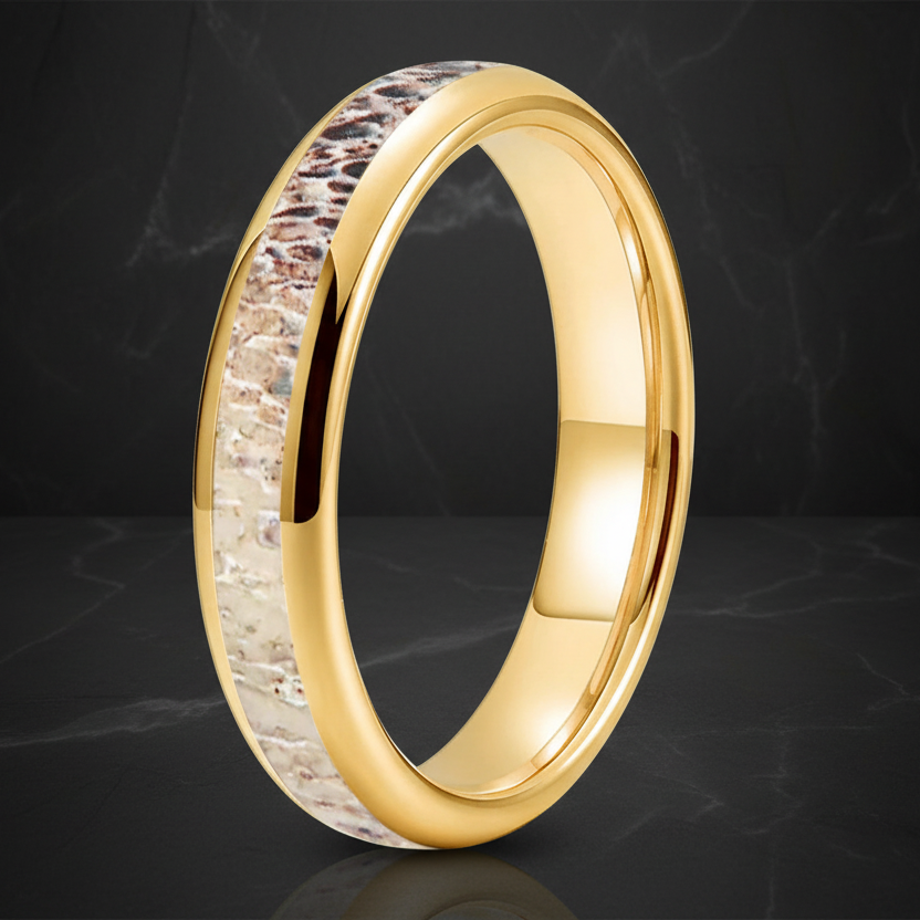 Deer_Antler_Inlay_Polished_Tungsten_Wedding_Band_4mm.