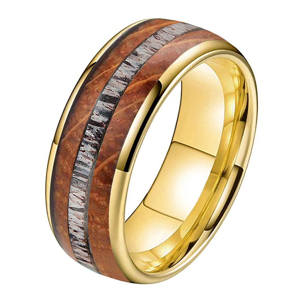 Deer Antler Oak Signature Tungsten Ring
