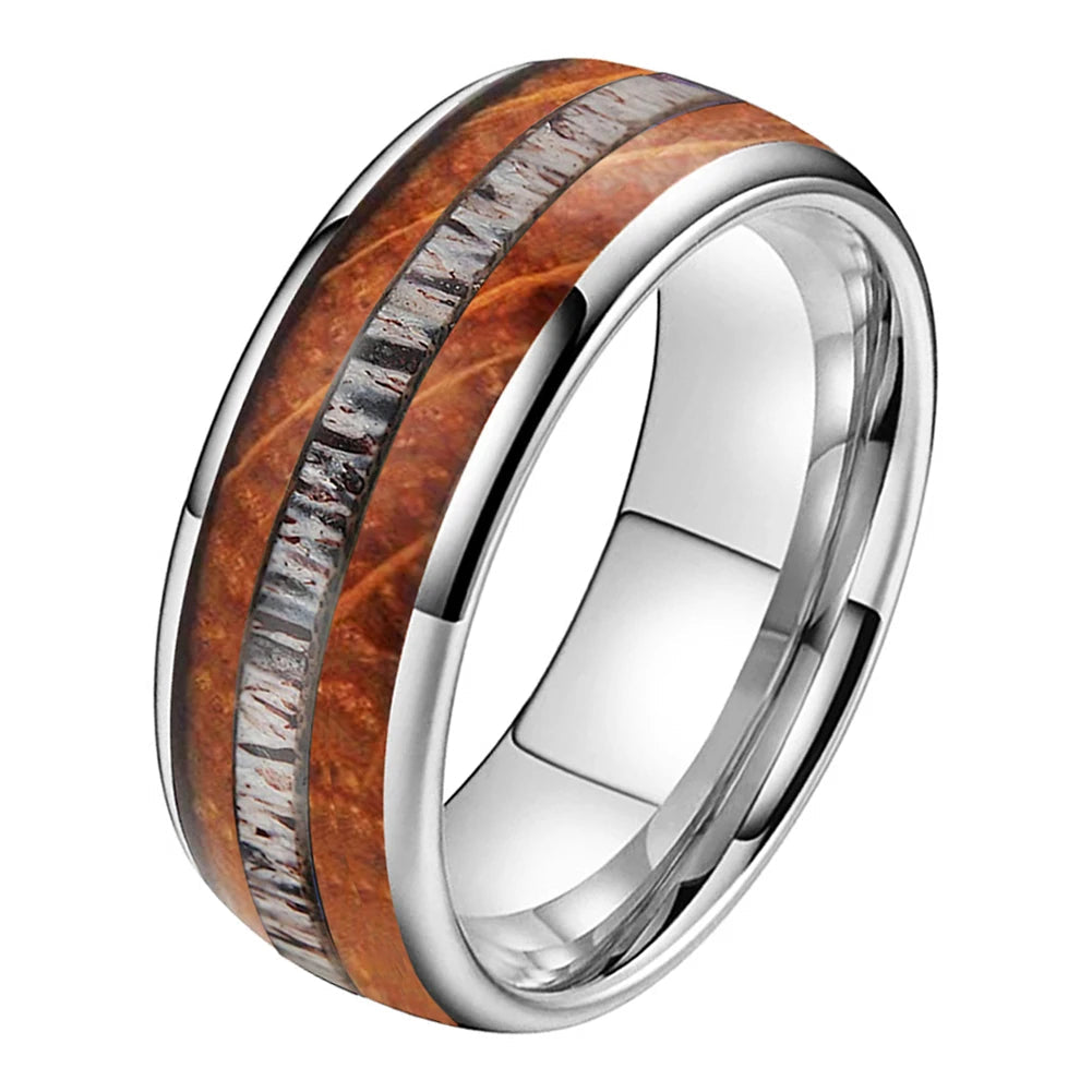 Deer Antler Oak Signature Tungsten Ring