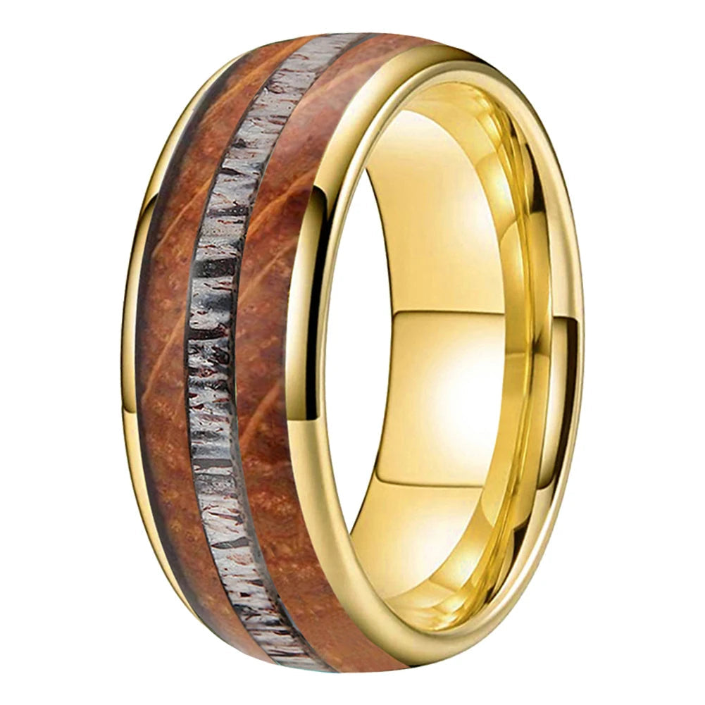 Deer Antler Oak Signature Tungsten Ring