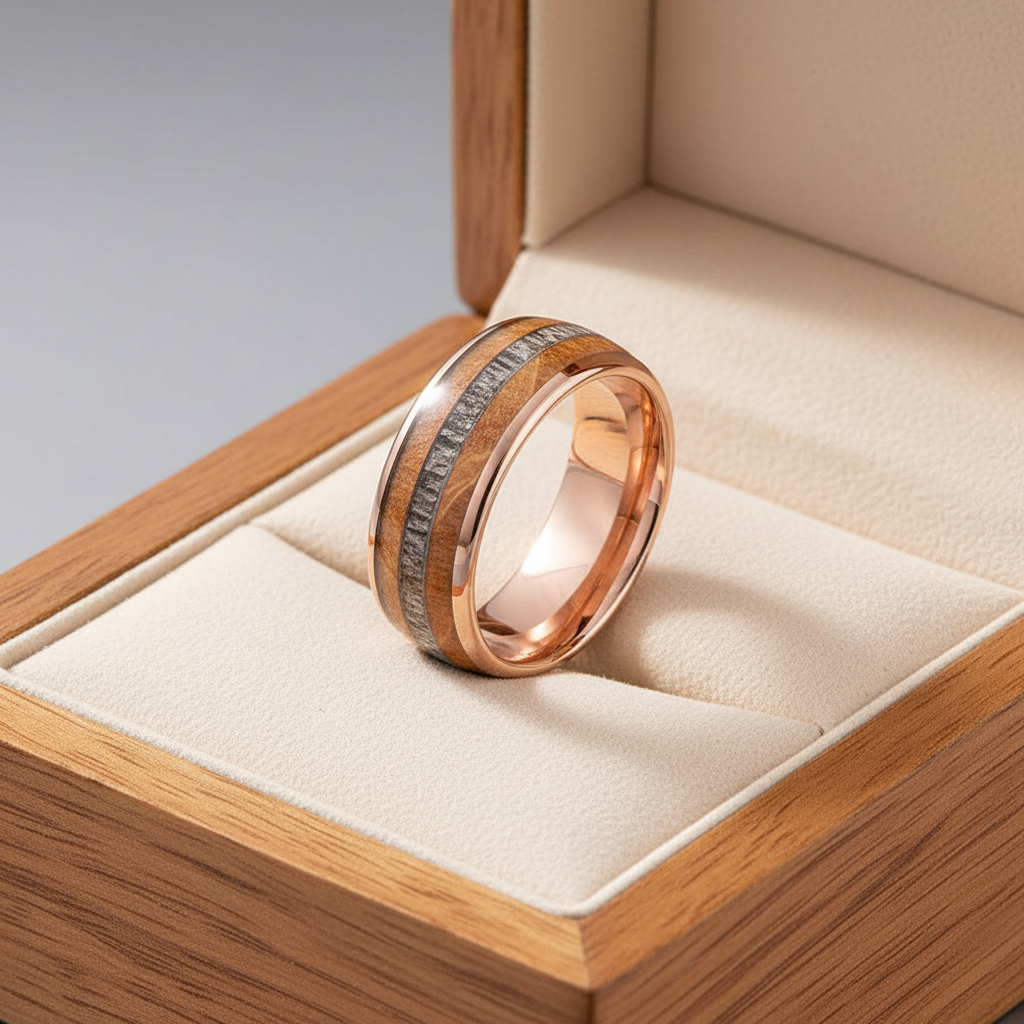 Deer Antler Oak Signature Tungsten Ring