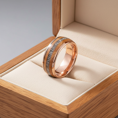 Deer Antler Oak Signature Tungsten Ring