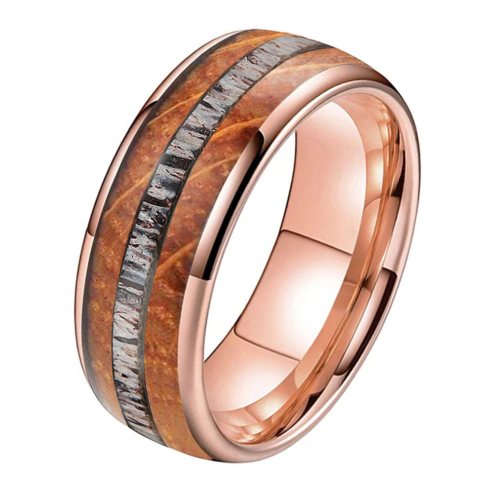 Deer Antler Oak Signature Tungsten Ring