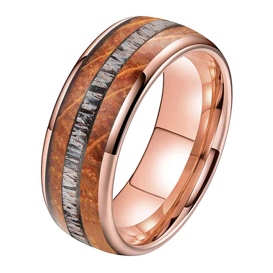 Deer Antler Oak Signature Tungsten Ring