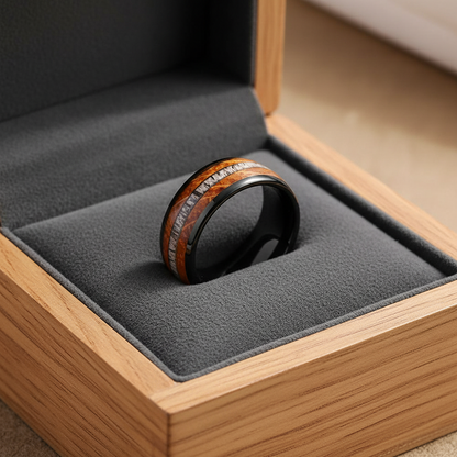 Deer Antler Oak Signature Tungsten Ring