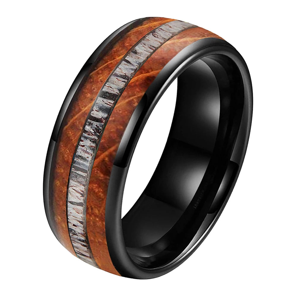 Deer Antler Oak Signature Tungsten Ring