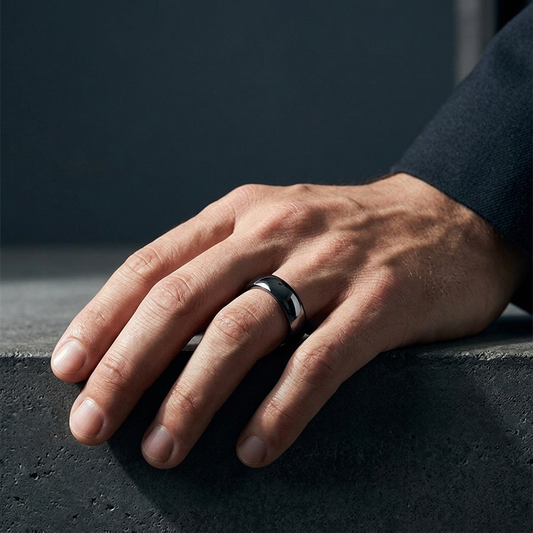Dome Polished Gunmetal Tungsten Carbide Ring