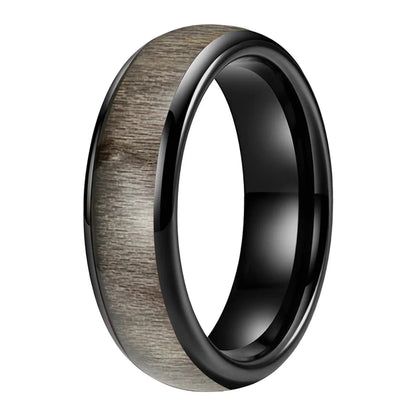 Dome Polished Tungsten Ring with Bird's Eye Maple