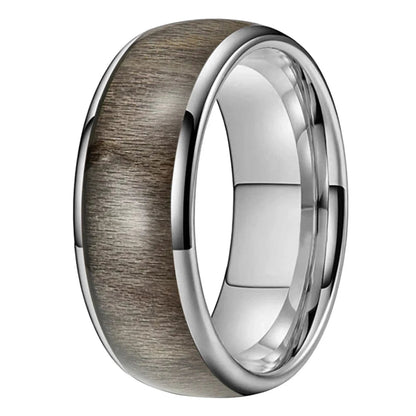 Dome Polished Tungsten Ring with Bird's Eye Maple