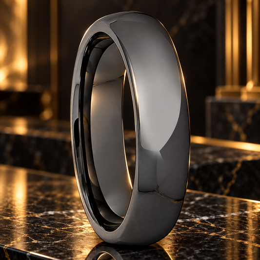 Dome Polished Gunmetal Tungsten Carbide Ring