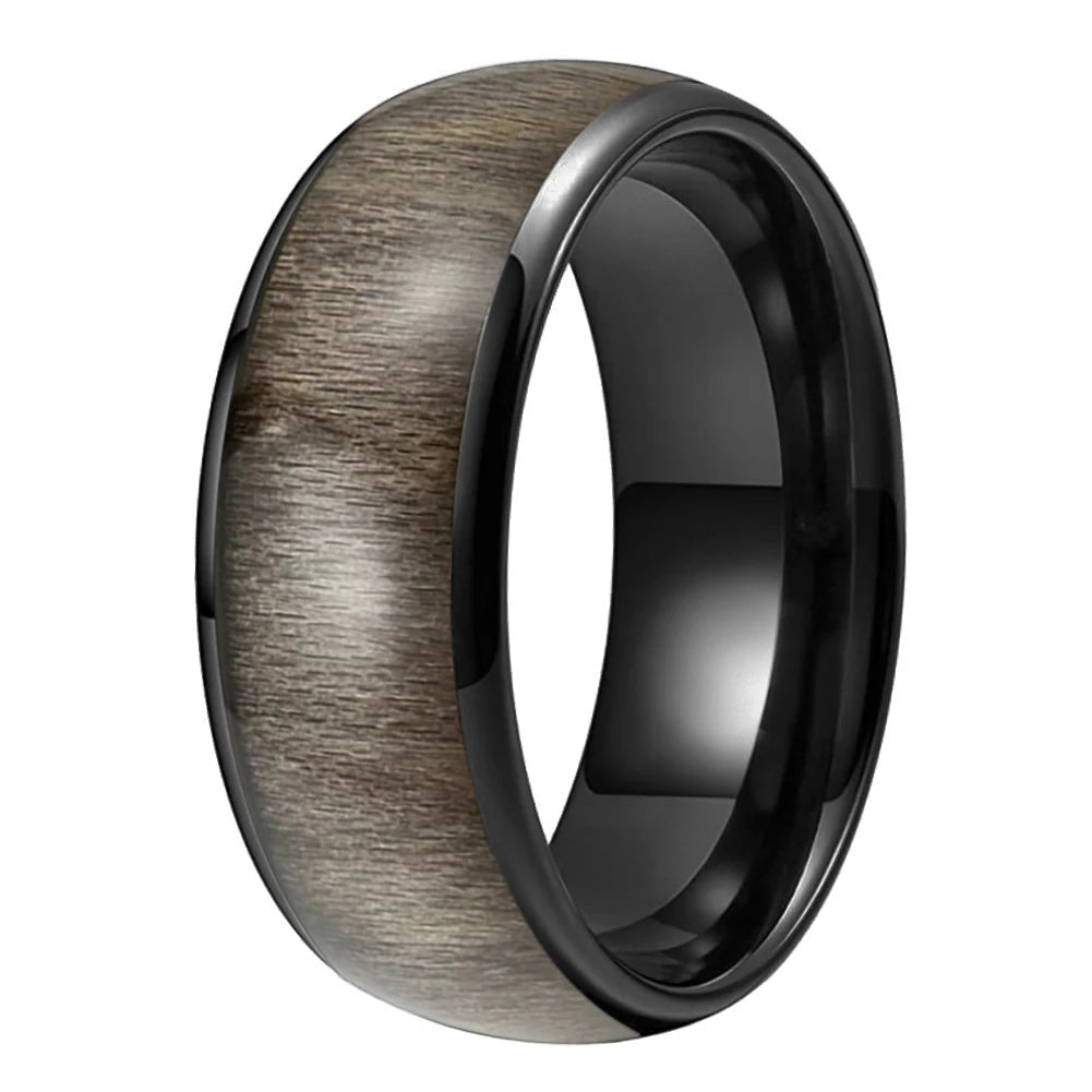 Dome Polished Tungsten Ring with Bird's Eye Maple