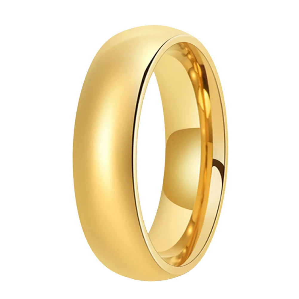 Dome Polished Gold Tungsten Carbide Ring