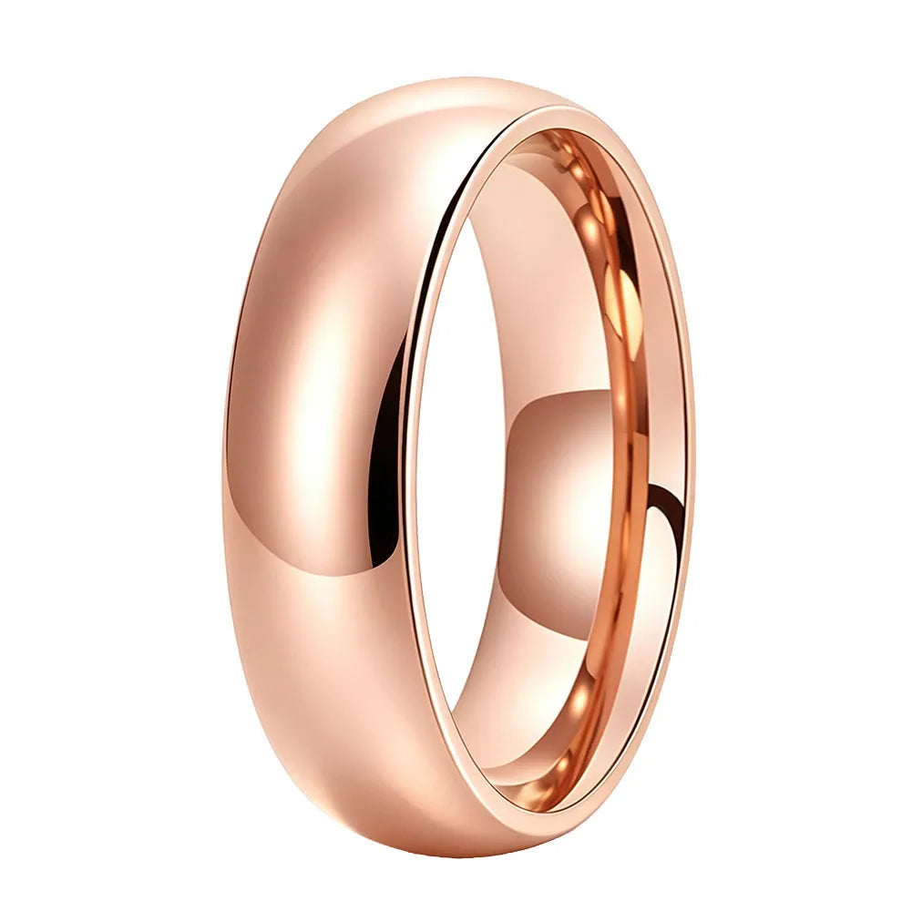 Dome Polished Rose Gold Tungsten Carbide Ring