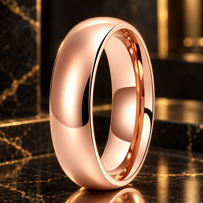 Dome Polished Rose Gold Tungsten Carbide Ring