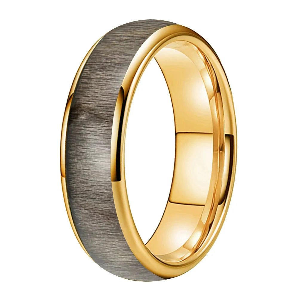 Dome Polished Tungsten Ring with Bird's Eye Maple