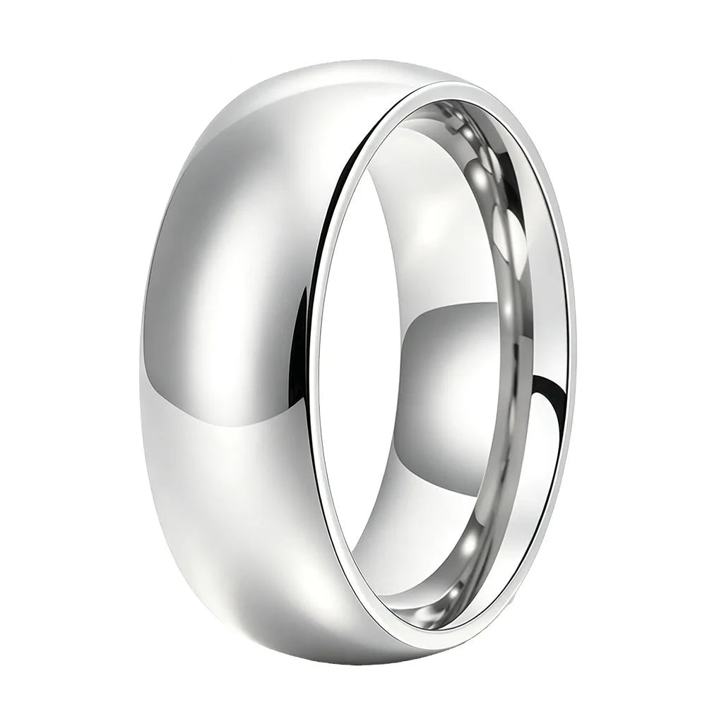 Dome Polished White Tungsten Carbide Ring