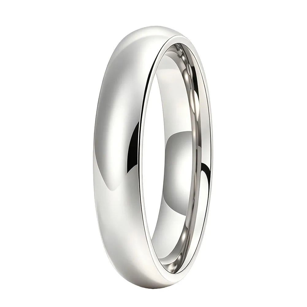 Dome Polished White Tungsten Carbide Ring