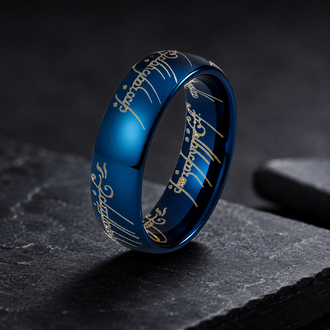 Domed Polished Engraved Tungsten Wedding Band