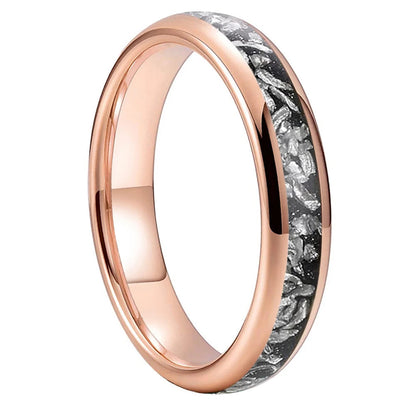 Domed Tungsten Ring with Meteorite Inlay
