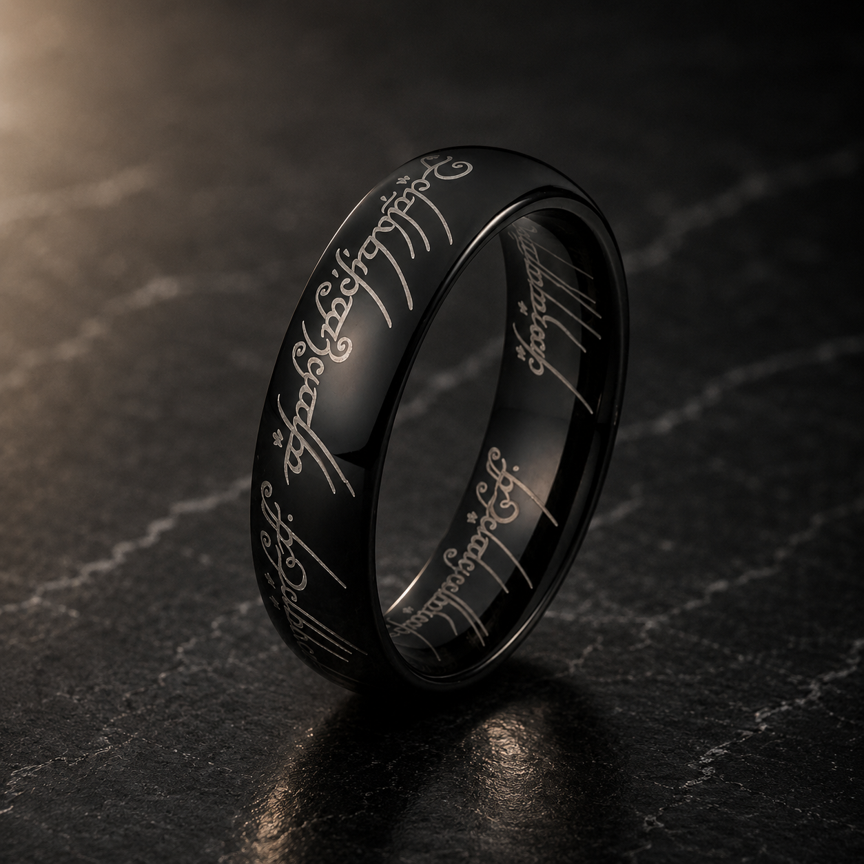 Domed Polished Engraved Tungsten Wedding Band