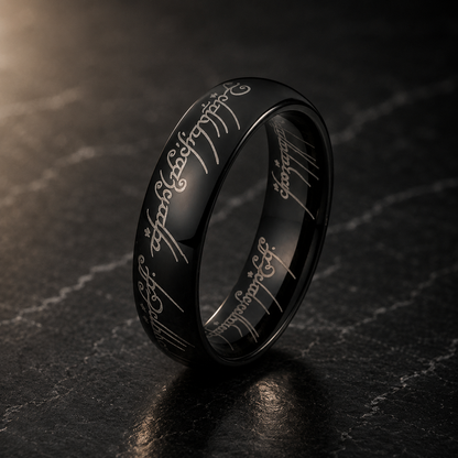 Domed Polished Engraved Tungsten Wedding Band