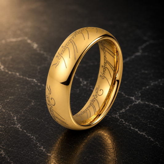 Domed Polished Engraved Tungsten Wedding Band