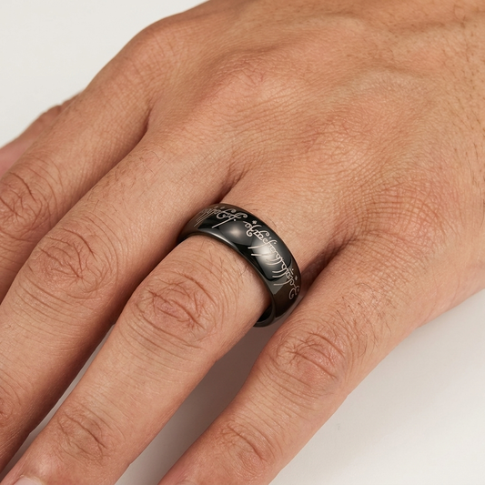 8MM Domed Polished Engraved Tungsten Ring
