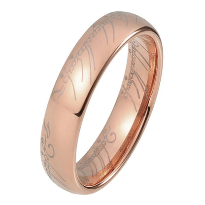 Domed Polished Engraved Tungsten Wedding Band