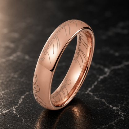 Domed Polished Engraved Tungsten Wedding Band