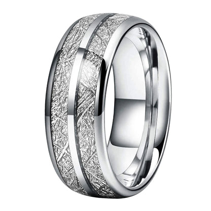Domed Polished Tungsten Meteorite Ring - Comfort Fit